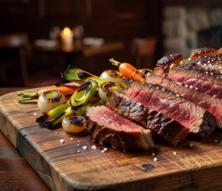 Dry-aged steak closeup with a copper-charred crust at AGNIESZKA ADACH WERSA