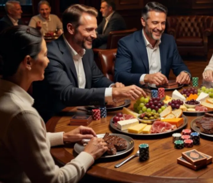 Shareable plates beside chip stacks in AGNIESZKA ADACH WERSA poker room