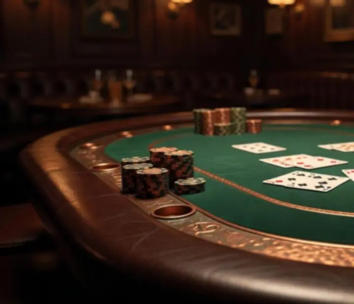 Professional poker tables with green felt and copper trim at AGNIESZKA ADACH WERSA